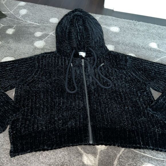 Bella Dahl Chenille Sweater Hoodie, Medium, Black - Picture 4 of 10